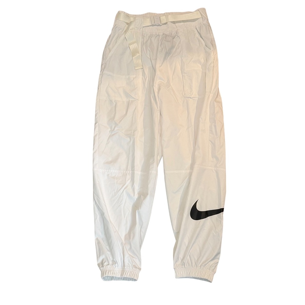 Nike Sportswear Womens Belted Woven Tapered Jogger Pants White L DB3866-100 NWT